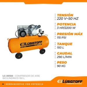 COMPRESOR AIRE BICILINDRICO A CORREA - LC30150-8 - Imagen de 1
